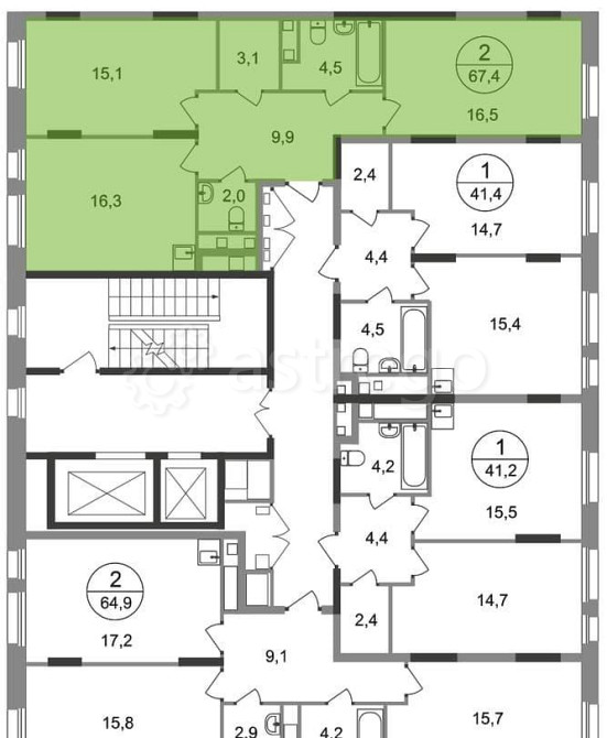 2-комн. квартира, 67 м2, 5/17 эт. Москва - изображение 4