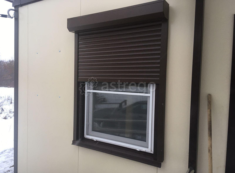 Рольставни защитные 900х1200 мм, на проем окна, коричневые из профиля PD 39 Пенза - изображение 1