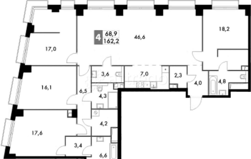 4-комн. квартира, 162.2 м2, 42/43 эт. Москва - изображение 1