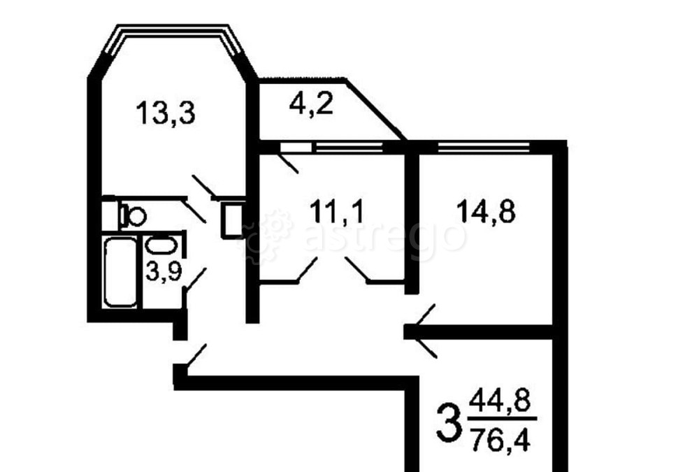3-комн. квартира, 80 м2, 3/14 эт. Одинцово - изображение 6