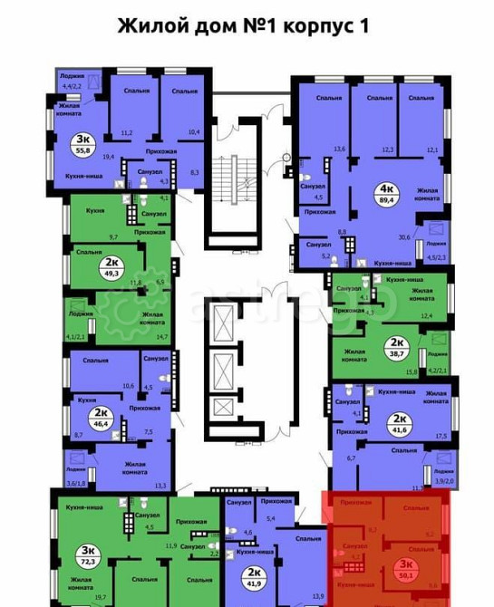 3-комн. квартира, 50.1 м2, 16/21 эт. Красноярск - изображение 9