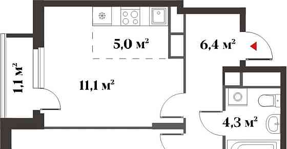 2-комн. квартира, 46.7 м2, 2/6 эт. Красногорск