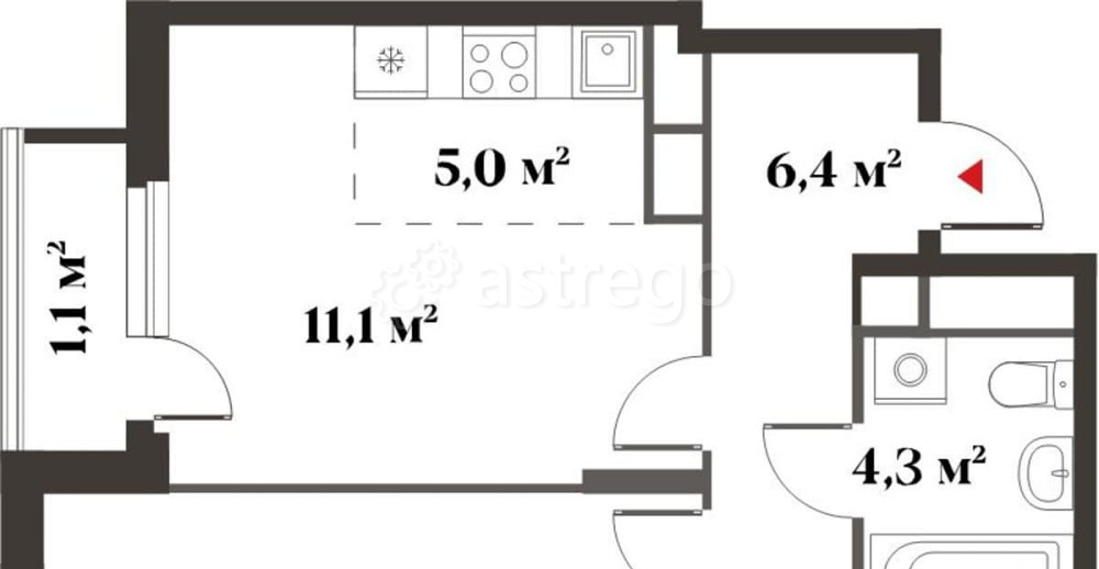 2-комн. квартира, 46.7 м2, 2/6 эт. Красногорск - изображение 1