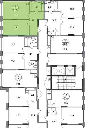 1-комн. квартира, 45 м2, 2/17 эт. Москва