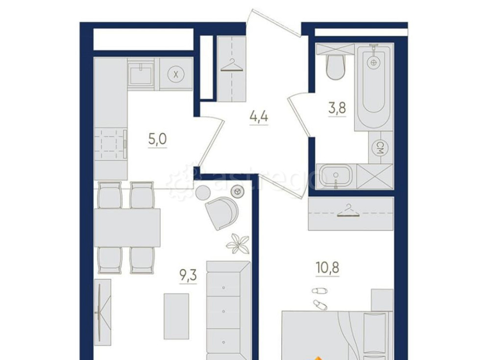2-комн. квартира, 34.1 м2, 16/22 эт. Уфа - изображение 1