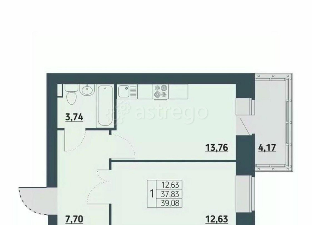 1-комн. квартира, 39.5 м2, 8/9 эт. Красноярск - изображение 1