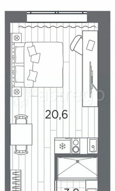 1-комн. апарт-ы, 24.4 м2, 3/13 эт. Санкт-Петербург - изображение 1