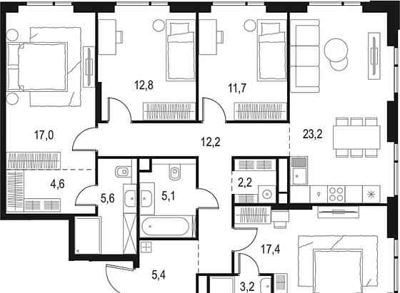 4-комн. квартира, 120.4 м2, 18/20 эт. Москва