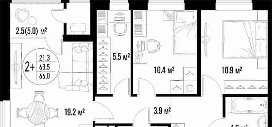2-комн. квартира, 66 м2, 13/20 эт. Астрахань