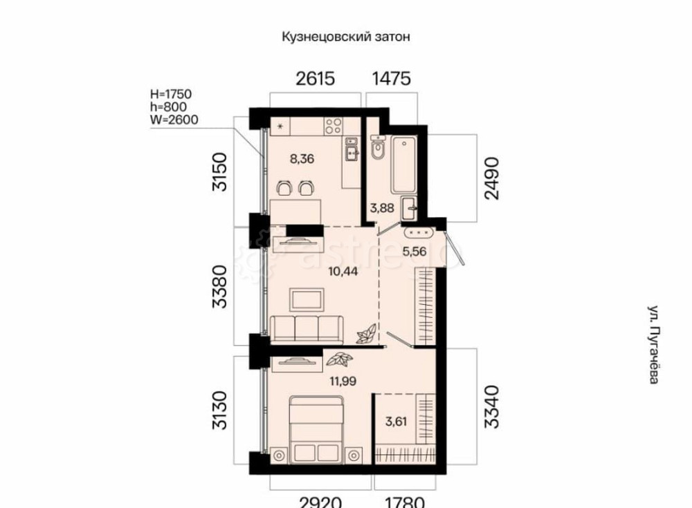 2-комн. квартира, 43.84 м2, 25/31 эт. Уфа - изображение 7