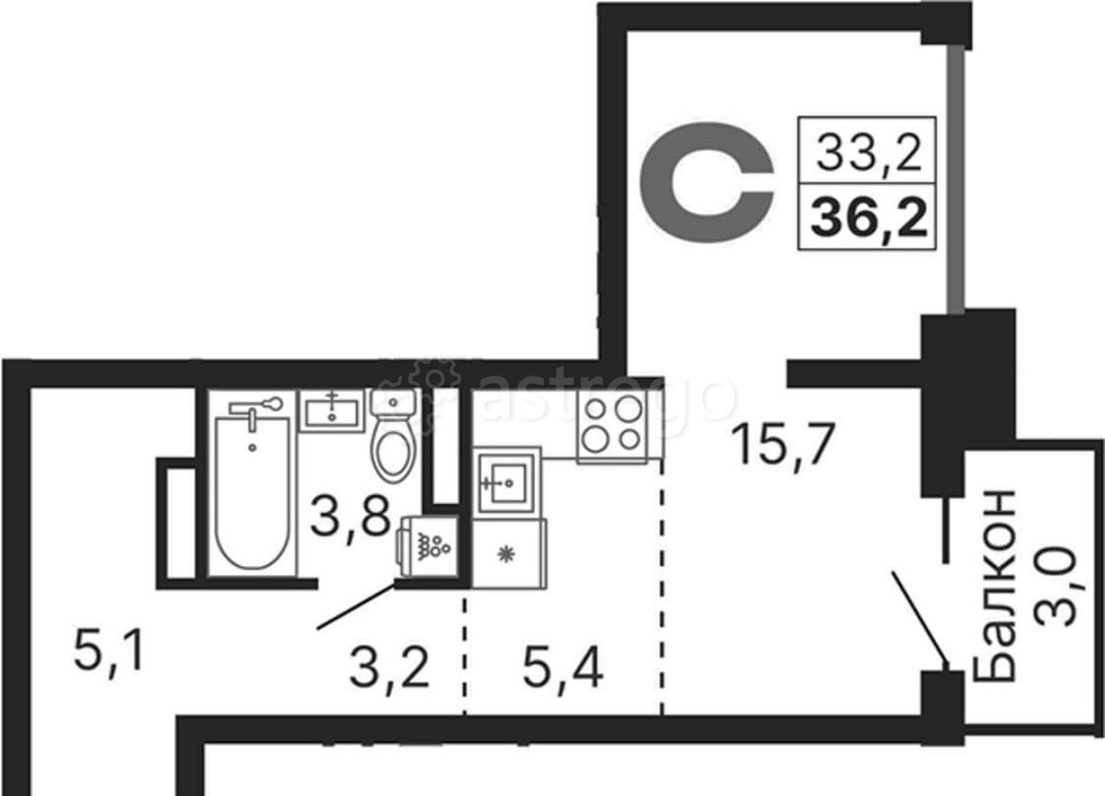 Студия, 36.2 м2, 11/29 эт. Москва - изображение 1
