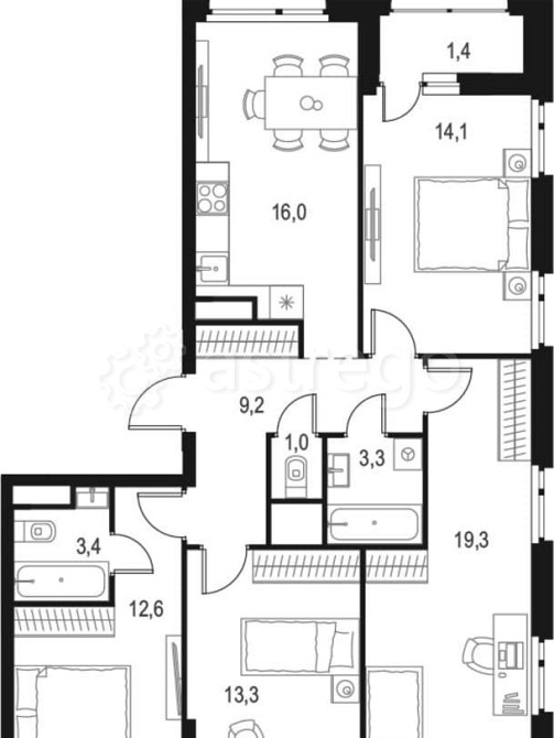 4-комн. квартира, 93.6 м2, 3/10 эт. Москва - изображение 7