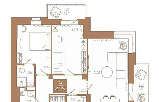 3-комн. квартира, 84.4 м2, 8/23 эт. Красноярск