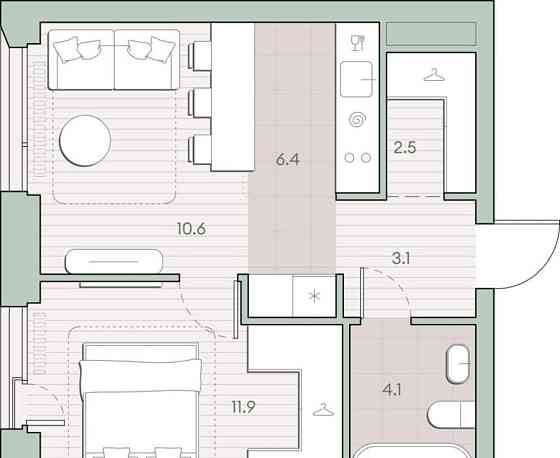 1-комн. квартира, 38.6 м2, 2/27 эт. Москва