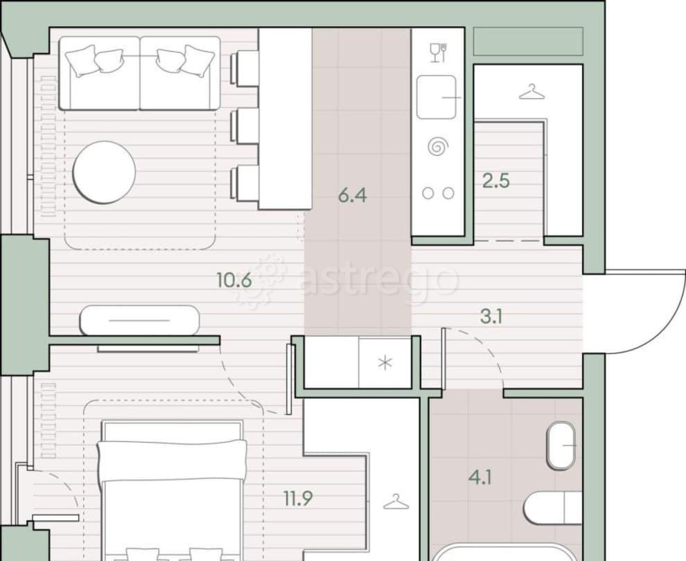 1-комн. квартира, 38.6 м2, 2/27 эт. Москва - изображение 1