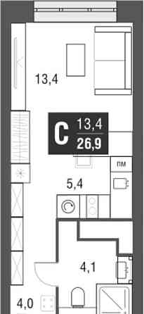 Студия, 26.9 м2, 38/52 эт. Москва