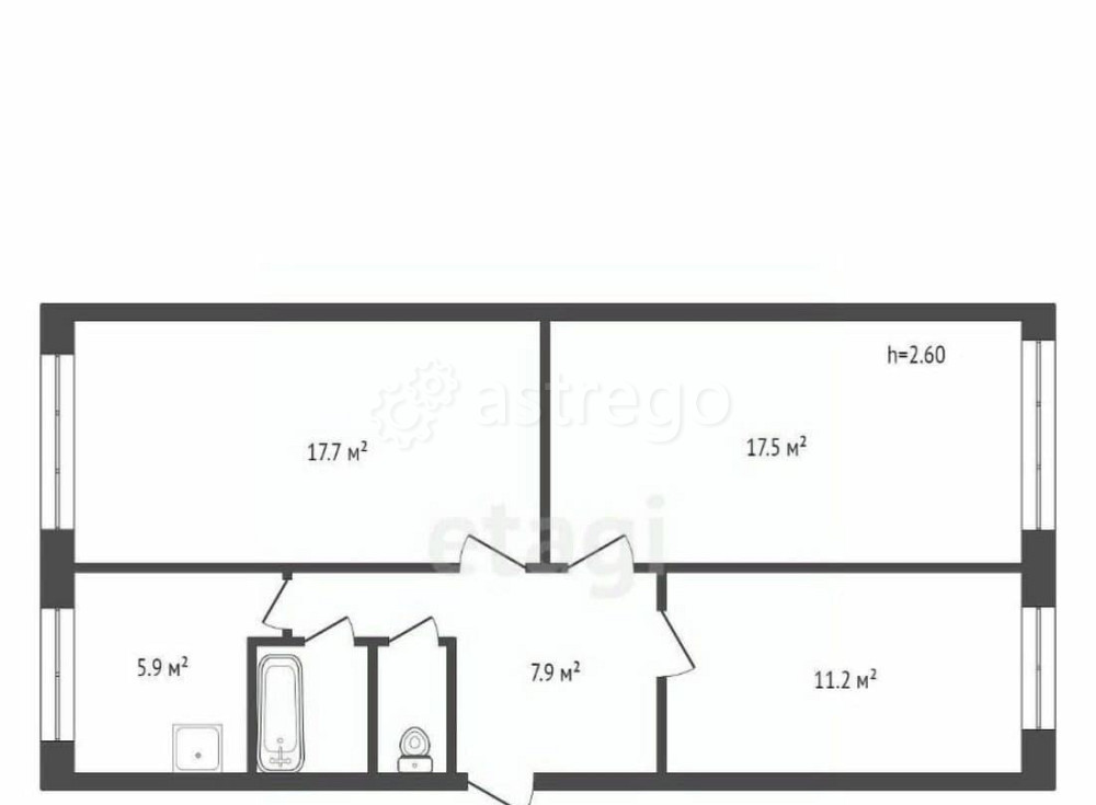 3-комн. квартира, 63.6 м2, 1/5 эт. Красноярск - изображение 1