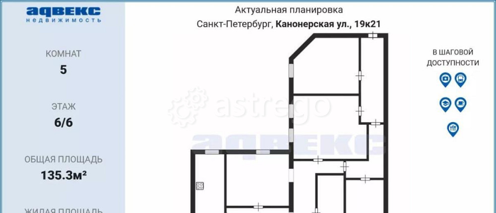 5-комн. квартира, 135.3 м2, 6/6 эт. Санкт-Петербург - изображение 4