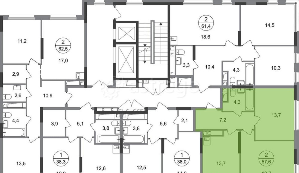 2-комн. квартира, 57 м2, 4/17 эт. Москва - изображение 5