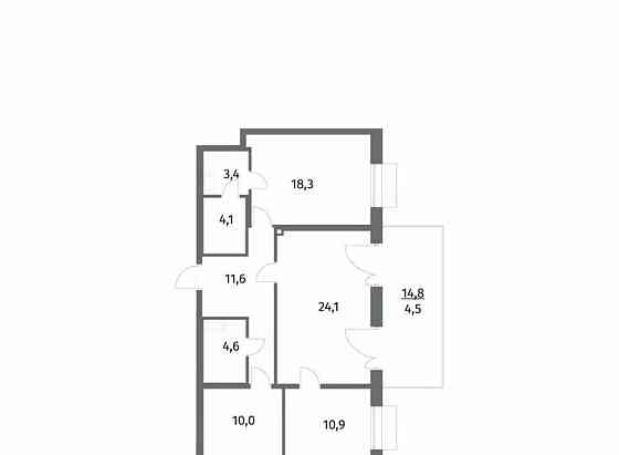 3-комн. квартира, 91.5 м2, 1/6 эт. Санкт-Петербург