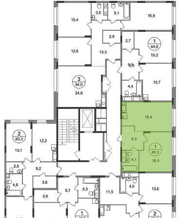 1-комн. квартира, 45 м2, 2/17 эт. Москва
