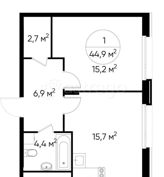 1-комн. квартира, 44 м2, 7/17 эт. Москва - изображение 1