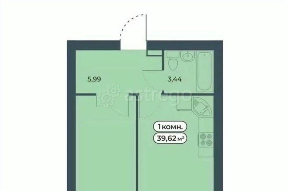 1-комн. квартира, 39.62 м2, 9/9 эт. Красноярск - изображение 1