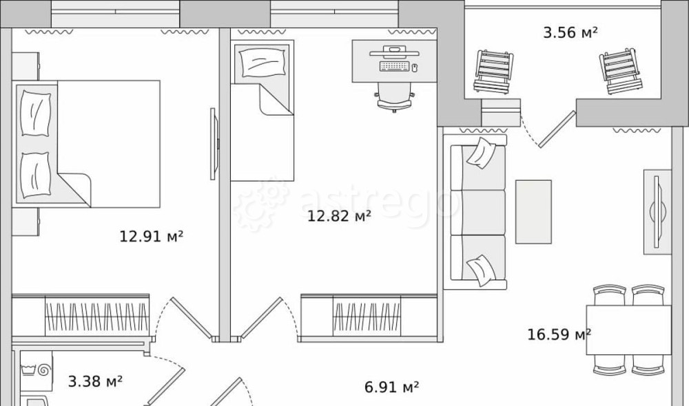 2-комн. квартира, 58.56 м2, 13/17 эт. Санкт-Петербург - изображение 1