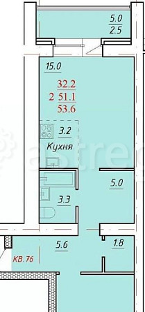 2-комн. квартира, 53.6 м2, 1/9 эт. Новоалтайск - изображение 1