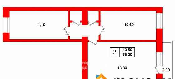 3-комн. квартира, 55 м2, 4/5 эт. Санкт-Петербург