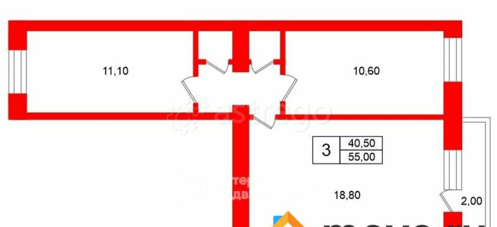3-комн. квартира, 55 м2, 4/5 эт. Санкт-Петербург - изображение 3