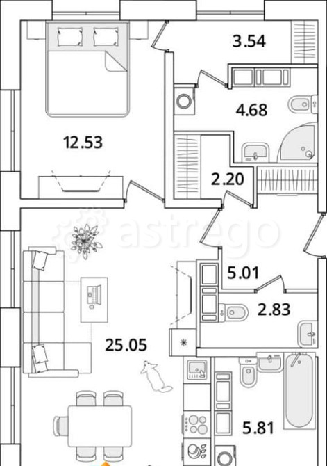 2-комн. квартира, 77.3 м2, 20/22 эт. Санкт-Петербург - изображение 1