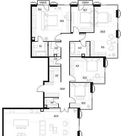5-комн. квартира, 209.6 м2, 17/18 эт. Москва
