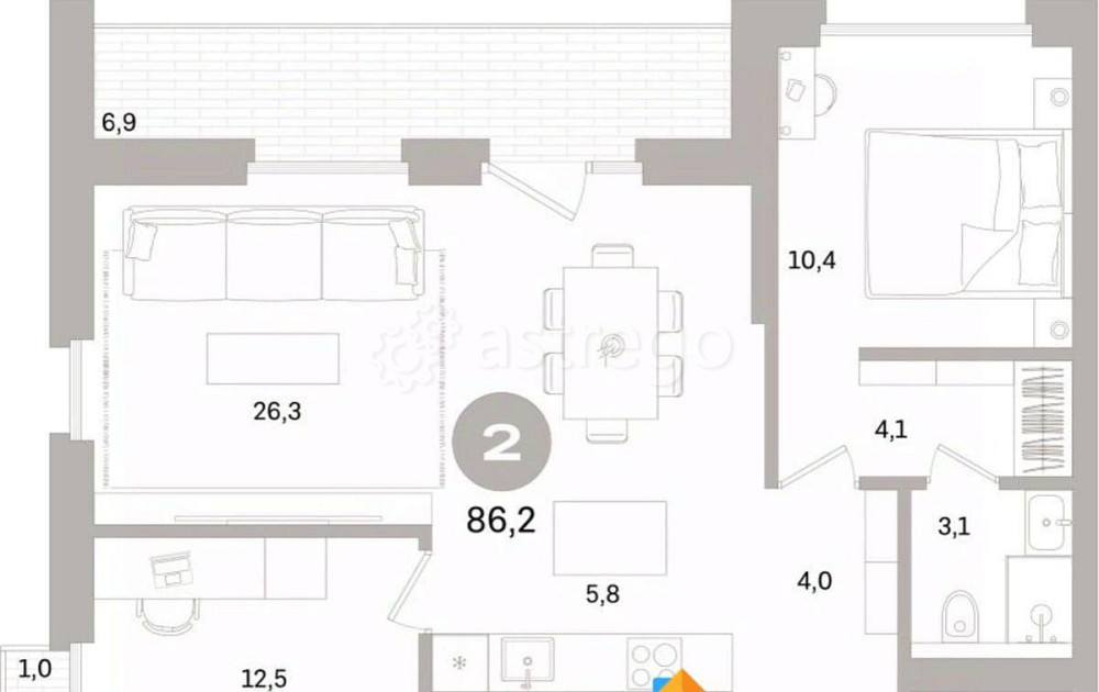 2-комн. квартира, 86.24 м2, 8/15 эт. Санкт-Петербург - изображение 7