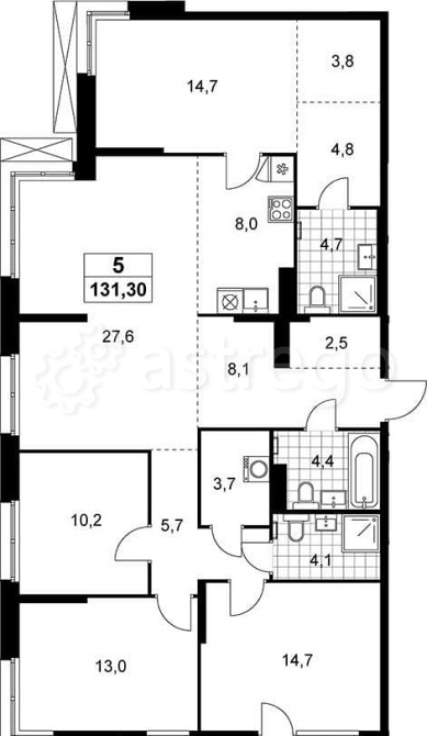 4-комн. квартира, 131.3 м2, 21/21 эт. Москва - изображение 2