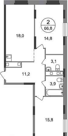 2-комн. квартира, 66 м2, 11/17 эт. Москва