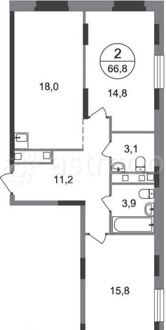 2-комн. квартира, 66 м2, 11/17 эт. Москва - изображение 1