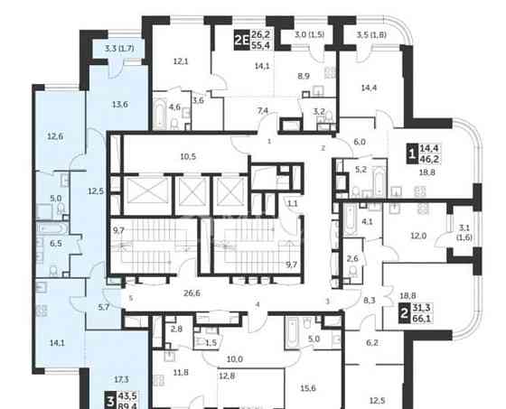 3-комн. квартира, 89.4 м2, 26/49 эт. Москва