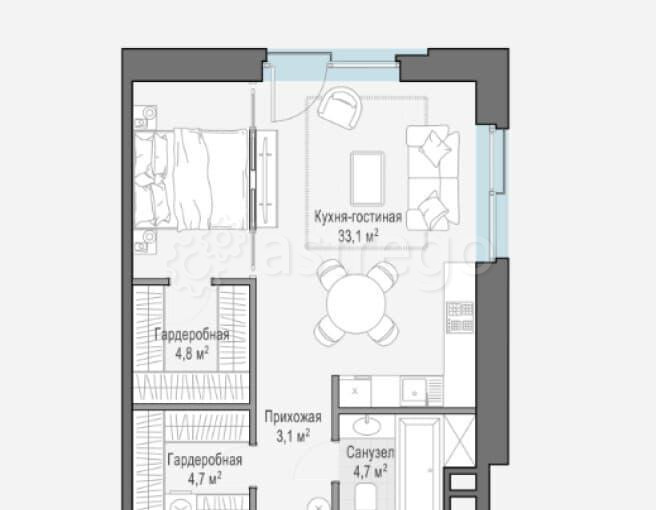 1-комн. квартира, 50.3 м2, 2/4 эт. Москва - изображение 5