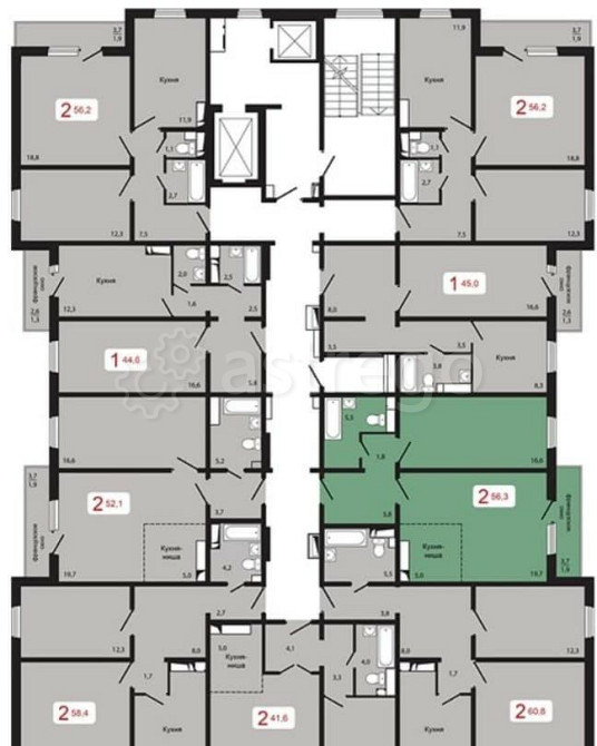 2-комн. квартира, 56.3 м2, 15/17 эт. Красноярск - изображение 2
