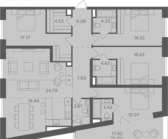 5-комн. квартира, 145.8 м2, 15/16 эт. Москва