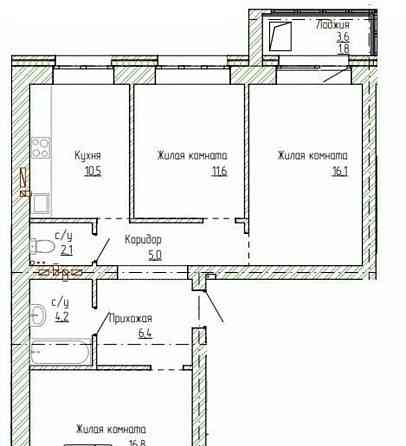 3-комн. квартира, 77.8 м2, 8/14 эт. Новоалтайск