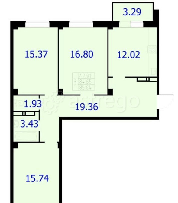 3-комн. квартира, 85.64 м2, 3/9 эт. Красноярск - изображение 1