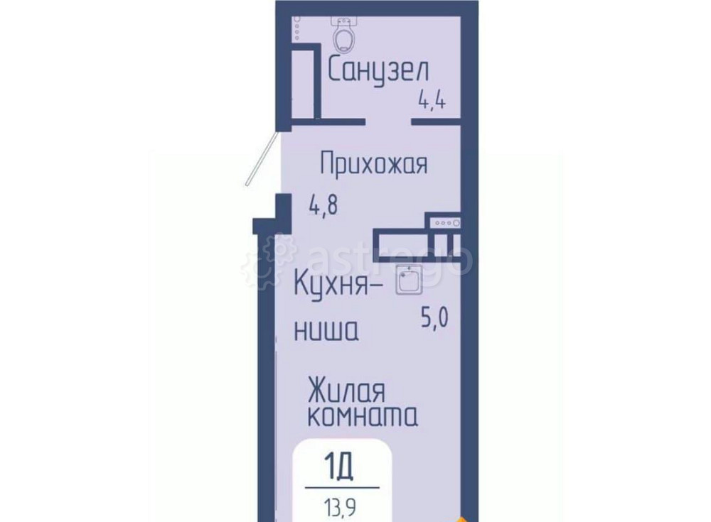 Студия, 29.2 м2, 5/24 эт. Красноярск - изображение 1