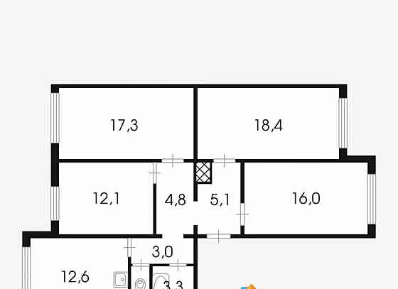 4-комн. квартира, 92.3 м2, 7/14 эт. Балашиха