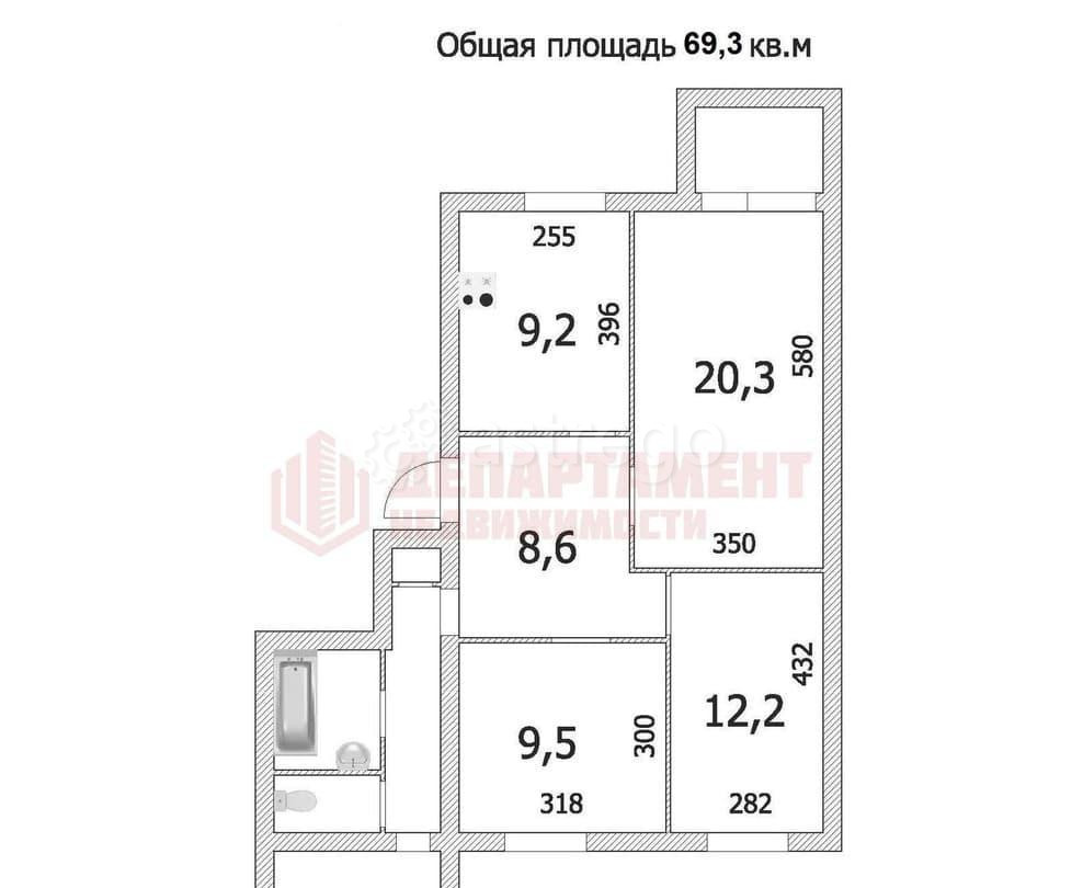 3-комн. квартира, 69.3 м2, 9/9 эт. Астрахань - изображение 6