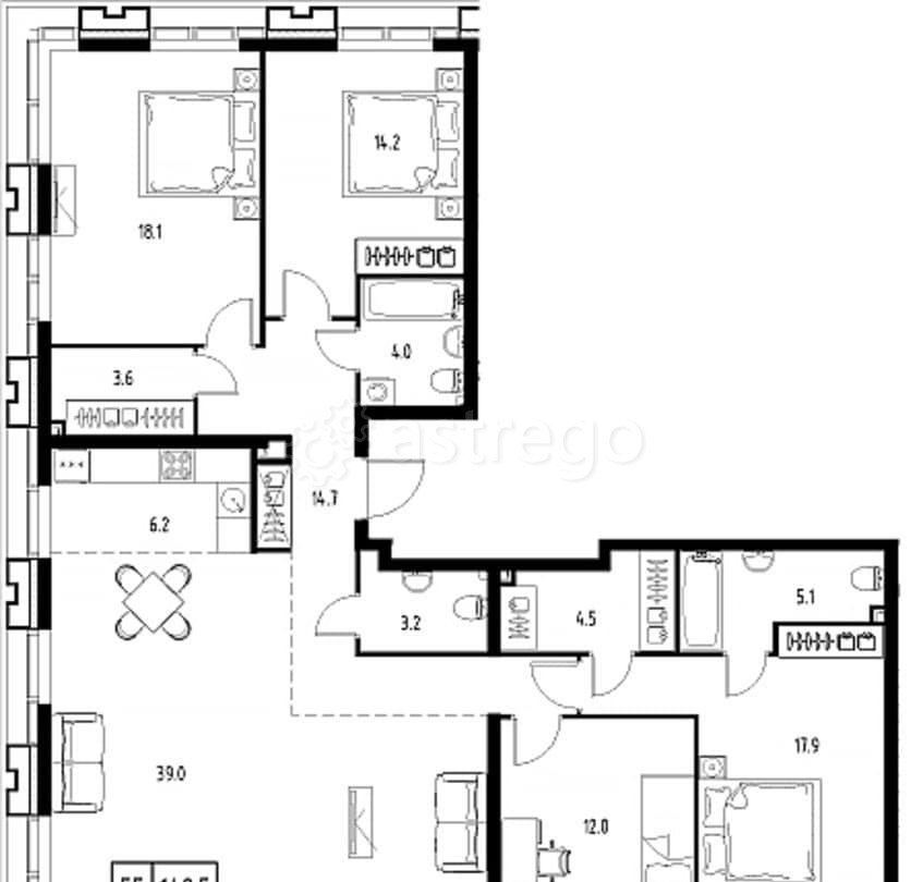 4-комн. квартира, 142.5 м2, 9/9 эт. Москва - изображение 1