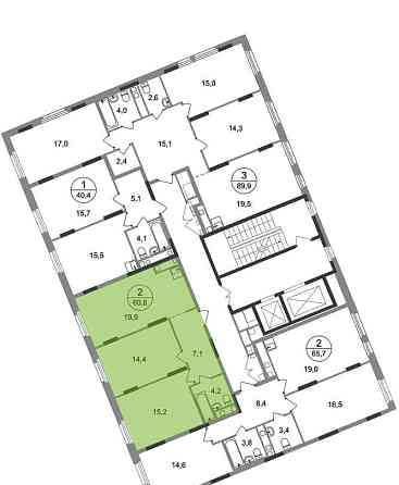2-комн. квартира, 60 м2, 15/17 эт. Москва