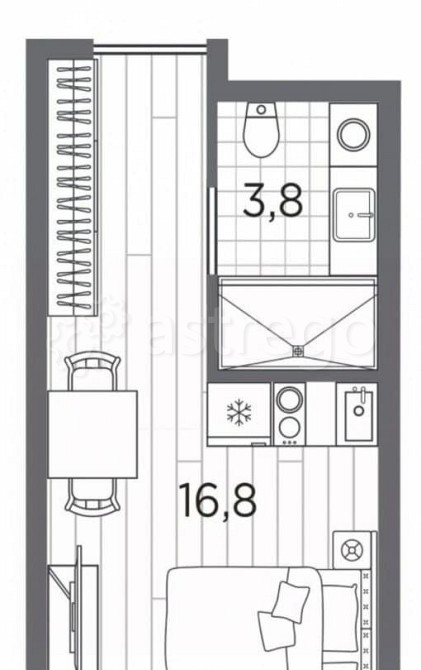 1-комн. апарт-ы, 20.6 м2, 10/13 эт. Санкт-Петербург - изображение 1