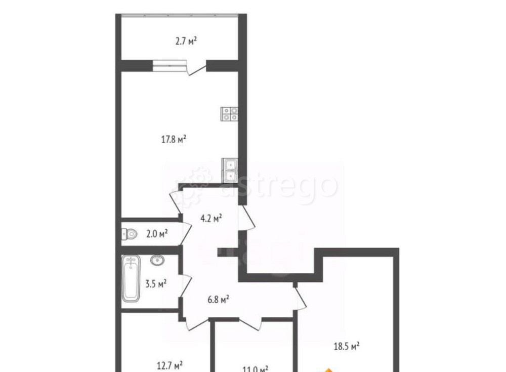 3-комн. квартира, 81.23 м2, 3/4 эт. Котлас - изображение 4